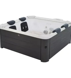 Piscine- Piscina idromassaggio spa riviera "oslo" in pvc grigio scuro effetto legno 160x160x65 cm