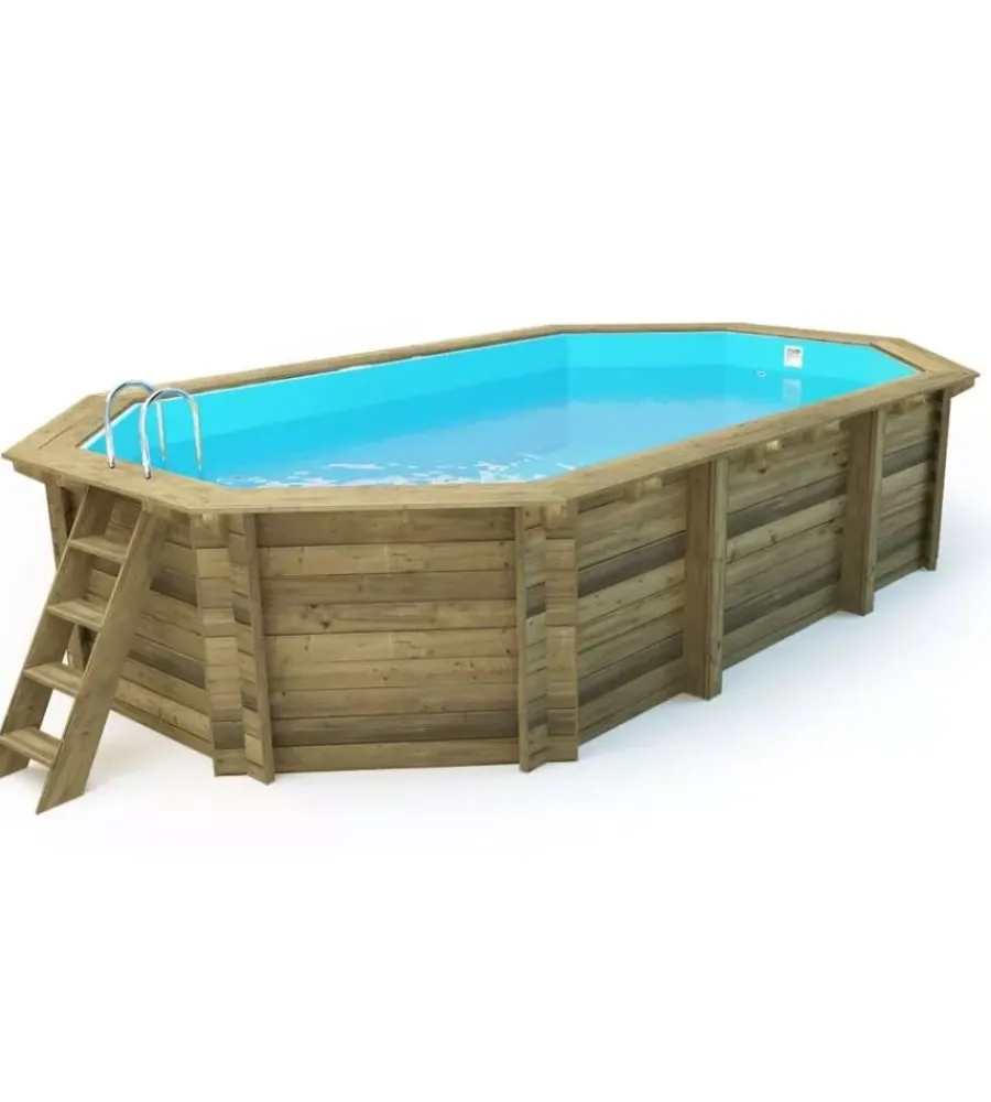 Piscine- Piscina ottagonale in legno di pino impregnato in autoclave, 657x407 cm