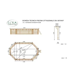 Piscine- Piscina ottagonale in legno di pino impregnato in autoclave, 657x407 cm