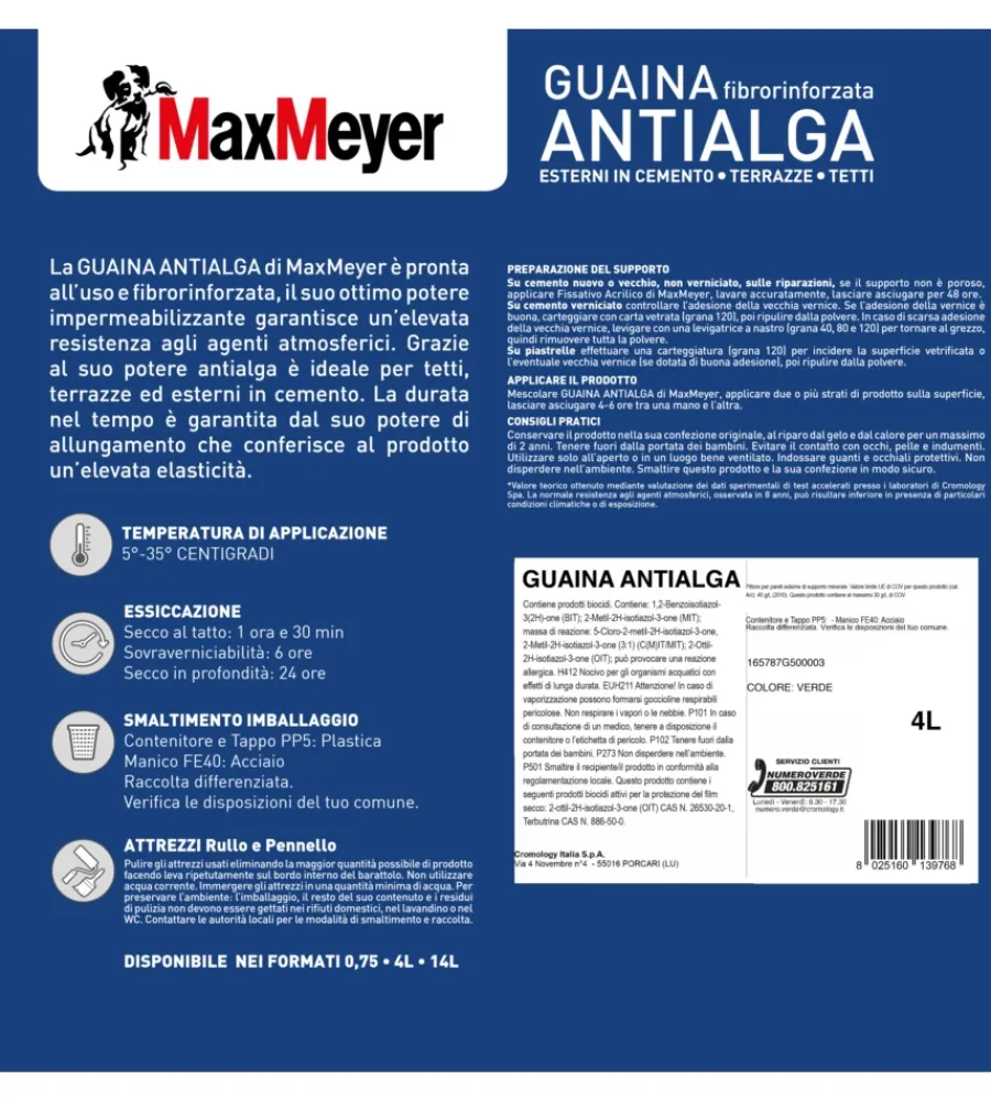 Antimuffa-Max Meyer Pittura guaina antialga plus verde 4 lt