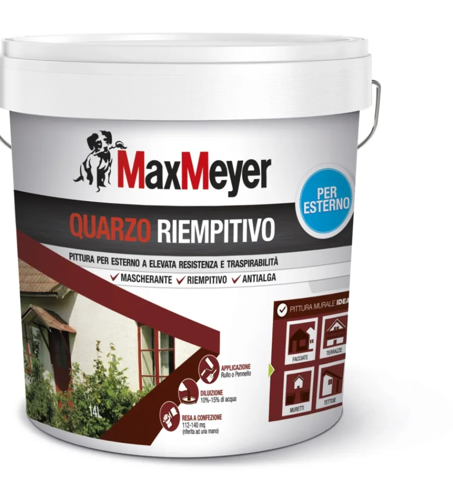 Max Meyer Pitture Murali|Pittura quarzo riempitivo antialga bianco 14 lt -