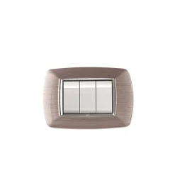 Serie Civili|Placca life 3 posti acciaio satinato.