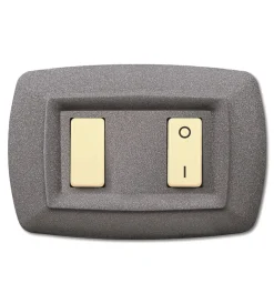 Serie Civili|Placca  serie tondo' 2 posti grigio chiaro vulcano.