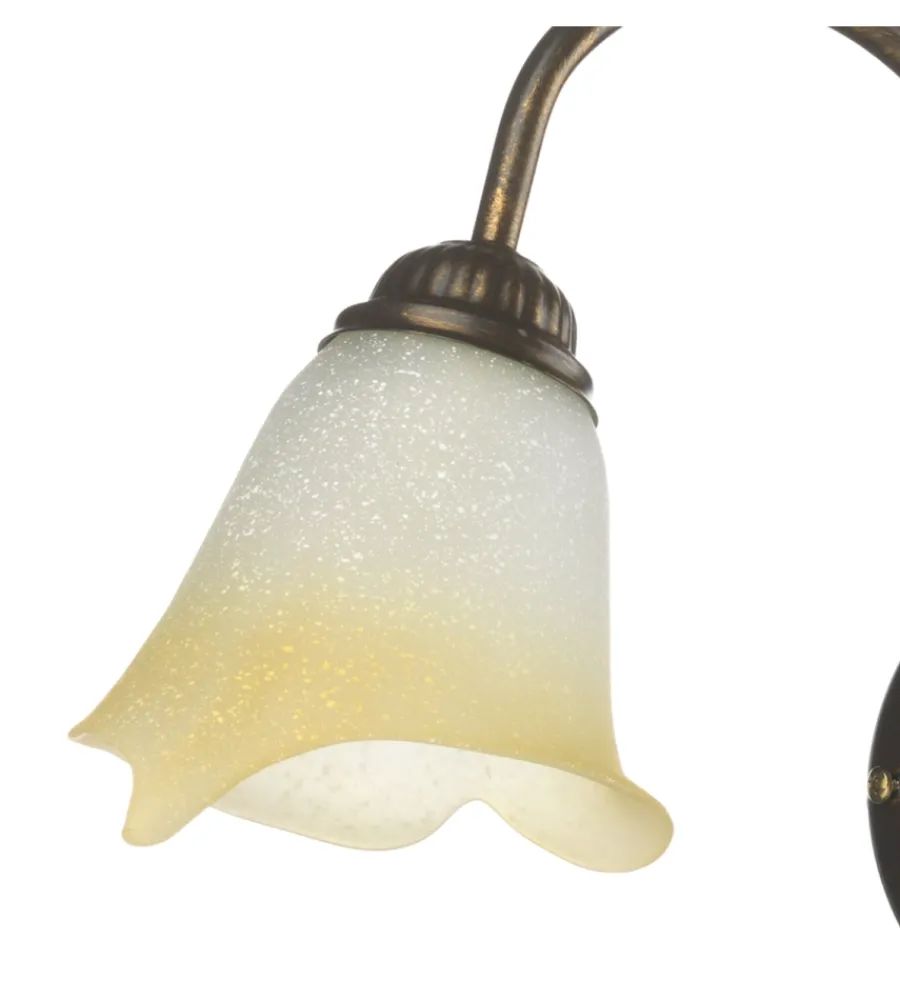 Illuminazione Per Interno-Onli Plafoniera 3 luci "quercia" in ferro e vetro, e14