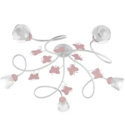 Online Plafoniera "butterfly" 5 luci bianca e rosa, e14 Illuminazione Per Interno