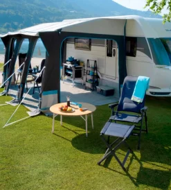 Brunner Campeggio|Poggiapiedi autoportante "rebel standalone footrest" in alluminio e 3durafeel blu 61x49x49 cm