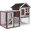 Habrita Recinzione X Animali|Pollaio per galline in legno "po 1206" rosso scuro e bianco 122x63x92 cm