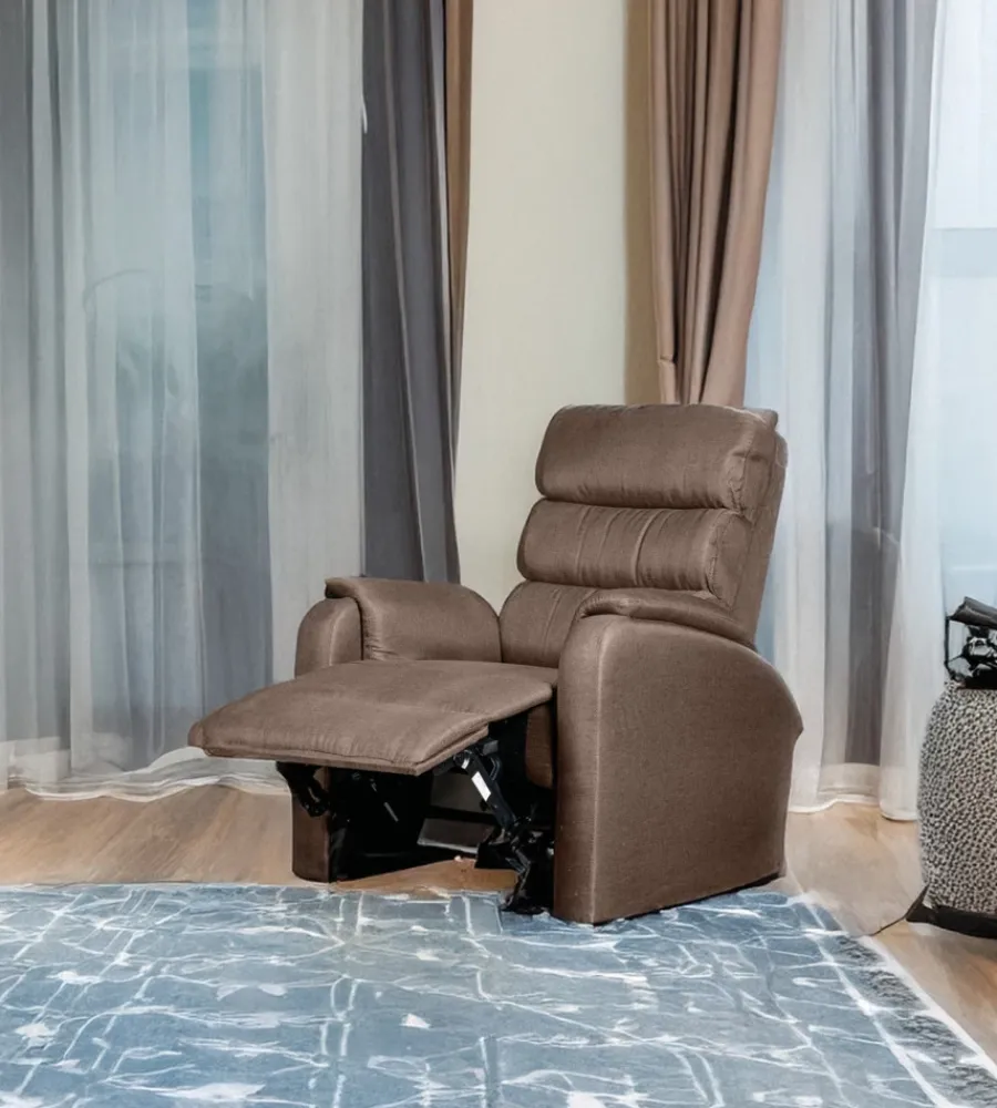 Poltrone E Pouf-BellaHome Poltrona "chiara" con recliner in tessuto tortora 71x95x98 cm