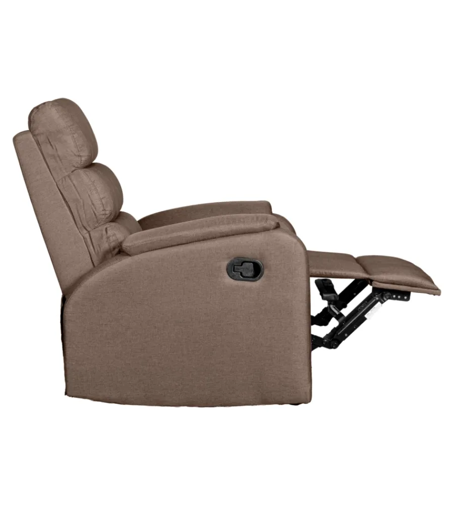 Poltrone E Pouf-BellaHome Poltrona "chiara" con recliner in tessuto tortora 71x95x98 cm