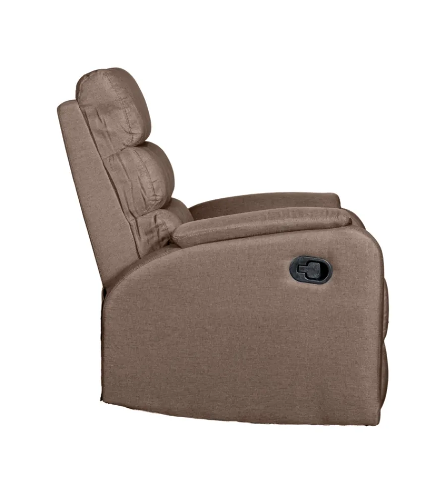 Poltrone E Pouf-BellaHome Poltrona "chiara" con recliner in tessuto tortora 71x95x98 cm