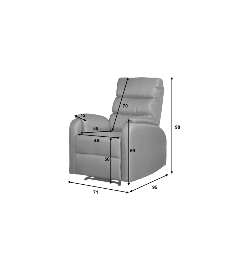 Poltrone E Pouf-BellaHome Poltrona "chiara" con recliner in tessuto tortora 71x95x98 cm
