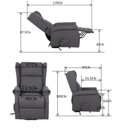 BellaHome Poltrone E Pouf|Poltrona con recliner elettrico 