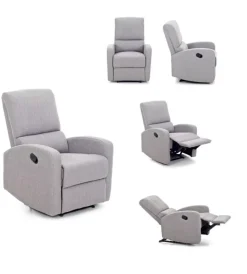 Poltrone E Pouf- Poltrona con recliner manuale "fiorella" grigio, 74x78x105 cm