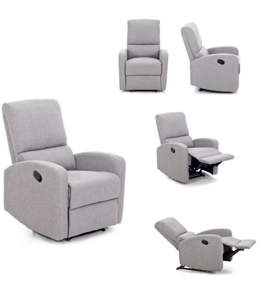 Poltrone E Pouf- Poltrona con recliner manuale "fiorella" grigio, 74x78x105 cm