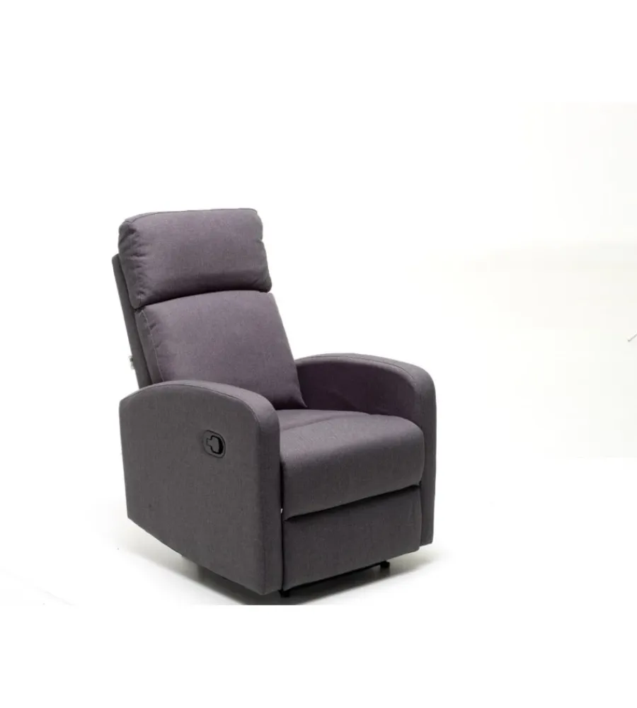 Poltrone E Pouf- Poltrona con recliner manuale "mirella" blue jeans, 90x68x103 cm