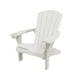 Mobili Da Giardino E Accessori-Keter Poltrona da esterno "alpine adirondack" in polipropilene bianco effetto legno 80,5x95,5x93 cm