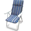 Mobili Da Giardino E Accessori- Poltrona da esterno pieghevole, multiposizione e imbottita essenza "ischia" in acciaio a righe blu 68x58x106 cm