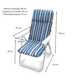 Mobili Da Giardino E Accessori- Poltrona da esterno pieghevole, multiposizione e imbottita essenza