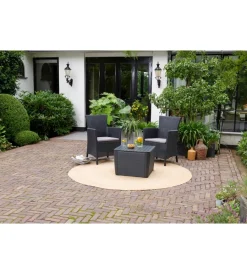 Mobili Da Giardino E Accessori-Keter Poltrona da giardino "iowa dining chair" con cuscino colore grafite, 89x60x62 cm -