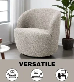 BellaHome Poltrone E Pouf|Poltrona girevole "aura" sabbia 65x77x69 cm