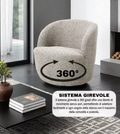 BellaHome Poltrone E Pouf|Poltrona girevole 
