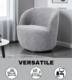 Poltrone E Pouf-BellaHome Poltrona girevole "aura" grigio 65x77x69 cm