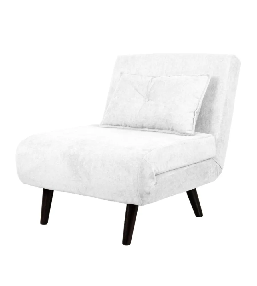 Poltrone E Pouf-BellaHome Poltrona letto "queen" in tessuto bianco, 77x77x85 cm