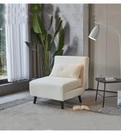 Poltrone E Pouf-BellaHome Poltrona letto "queen" in tessuto bianco, 77x77x85 cm