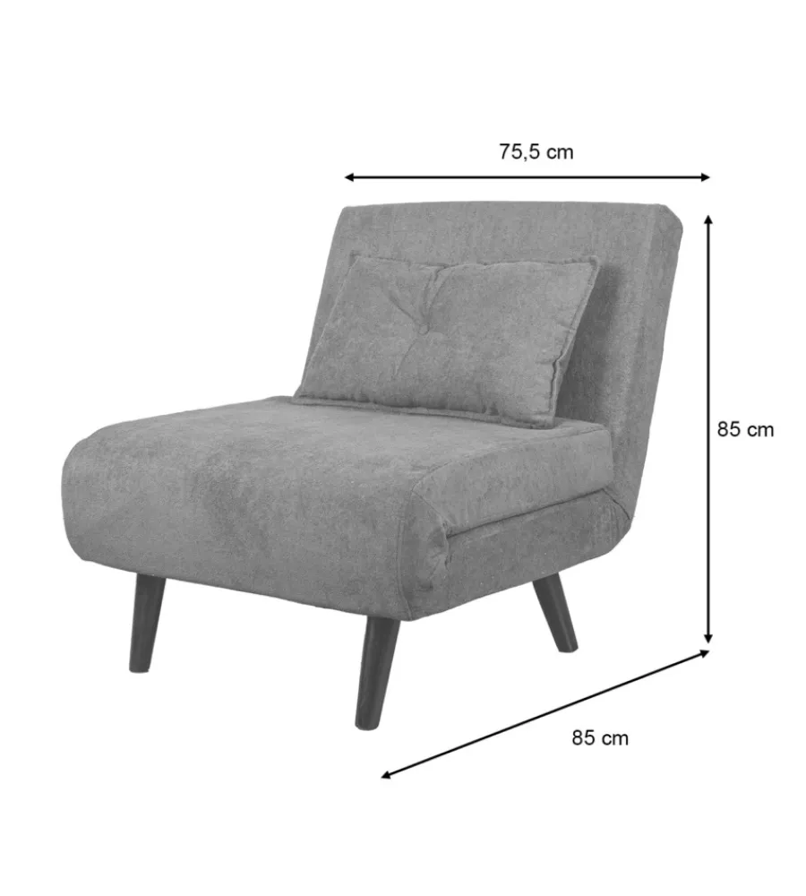 Poltrone E Pouf-BellaHome Poltrona letto "queen" in tessuto bianco, 77x77x85 cm