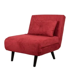 BellaHome Poltrone E Pouf|Poltrona letto "queen" in tessuto burgundy, 77x77x85 cm