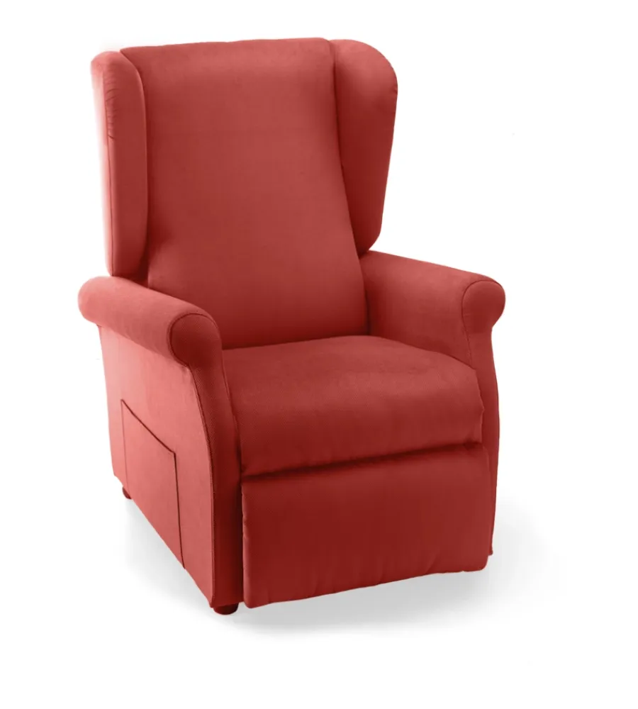 Best Poltrona "luna" con recliner e alzata elettrica in tessuto rosso, 75x84x107 cm Poltrone E Pouf