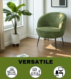 Poltrone E Pouf-BellaHome Poltrona "nora" in velluto a coste salvia 63x71x71 cm