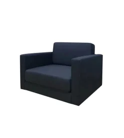 BellaHome Poltrone E Pouf|Poltrona "prince" 2 in 1 tessuto nero trasformabile in letto, 71x84x50 cm