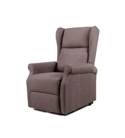 Poltrona relax con recliner elettrico "berg" tessuto marrone, 72,5x94x109 cm Poltrone E Pouf