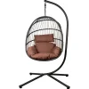 Mobili Da Giardino E Accessori- Poltrona sospesa da esterno pieghevole eurogarden in metallo e pe rattan marrone 103x108x192 cm