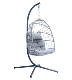 Mobili Da Giardino E Accessori- Poltrona sospesa da esterno solaria in ferro antracite e grigio chiaro 96x115x196 cm