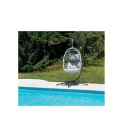 Mobili Da Giardino E Accessori- Poltrona sospesa da esterno solaria in ferro antracite e grigio chiaro 96x115x196 cm