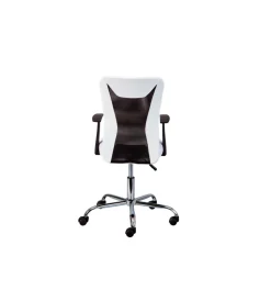 Sedie Ufficio- Poltroncina ufficio bianca con braccioli e ruote, 55x54,5x85-95 cm