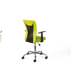 Sedie Ufficio|Poltroncina ufficio verde con braccioli e ruote, 55x54,5x85-95 cm