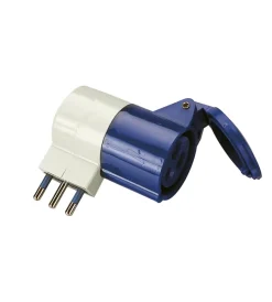 New - adattatore con spina civile 16 a e presa industriale 16 a ip20 blu Multiprese Ed Adattatori