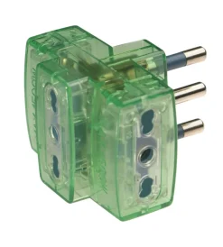 Multiprese Ed Adattatori-Poly Pool - adattatore multiplo spina 16 a e 3 prese bivalenti trasparente verde