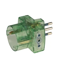 Poly Pool Multiprese Ed Adattatori|- adattatore spina e 2 prese 10 a e 1 presa standard tedesco trasparente verde