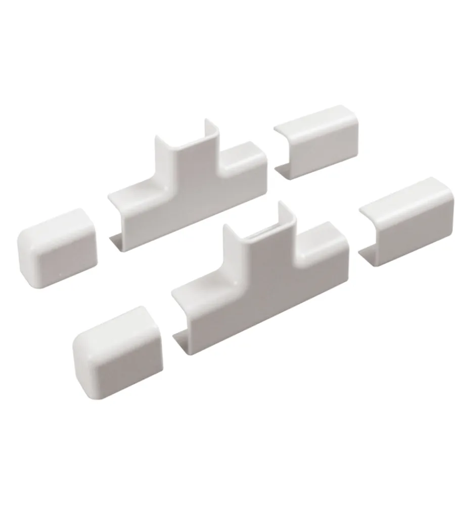 Tubi E Canaline-Poly Pool - kit accessori n° 2 per canale 20 x 10 mm, giunti lineari, a t e tappi bianco