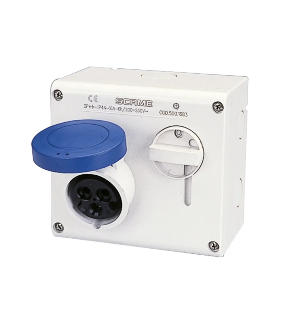 Magnetotermici-Poly Pool - presa da parete con dispositivo di blocco 16 a 2p+t ip44 blu