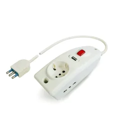 Online - presa multipla "compact" 3 prese e 1 presa usb 1,5 m cavo interruttore bianca Multiprese Ed Adattatori