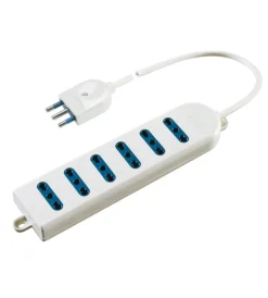 Poly Pool Multiprese Ed Adattatori|- presa multipla con 6 prese bivalenti e 1,5 m cavo bianca