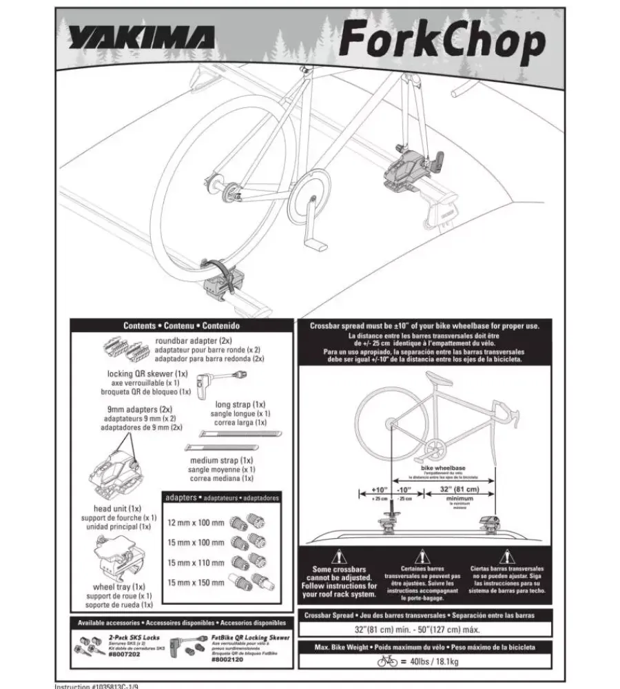 Portaggio-Yakima Porta bicicletta da tetto "forkchop" con fissaggio ruota anteriore y8002117