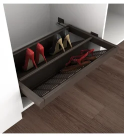 Discount Porta scarpe per interno armadio modulo di 800 mm chiusura soft acciaio color moka - . Armadi
