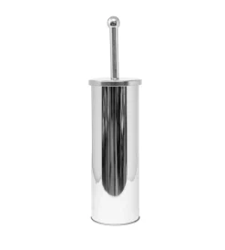 Outlet Porta scopino in plastica e acciaio inossidabile cromato, diametro 9 cm e altezza 26,7-39,5 cm. Ceramiche E Accessori