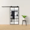Porte, Scale E Pavimenti- Porta scorrevole in alluminio nero e 12 sezioni in vetro trasparente, 96x220 cm